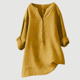 Blouse Unie à Col V Boutonné