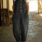 Salopette Longue en Denim à Poches