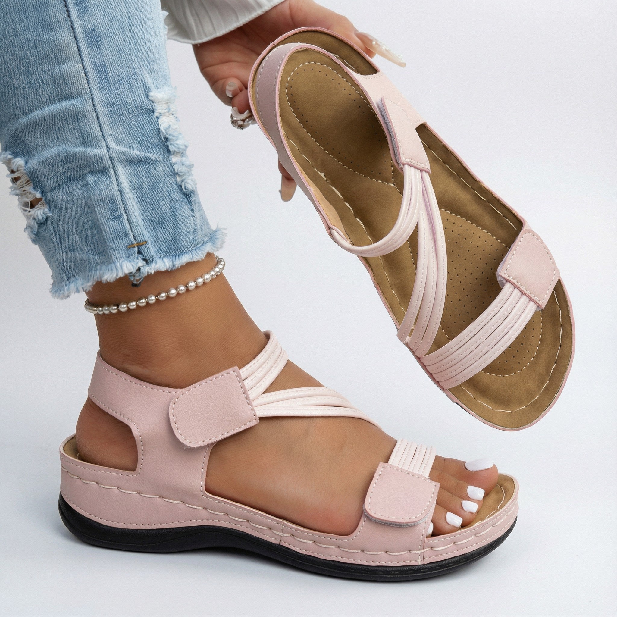 Sandales Femme à Brides Croisées et Fermeture Réglable