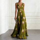 Robe Longue Fleurie à Col V