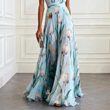 Robe Longue Fleurie à Col V