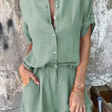 Ensemble Chemise Short Fluide Boutonné Confort Été