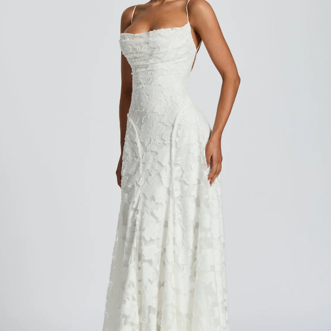 Robe Longue Bustier en Dentelle
