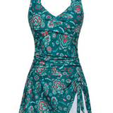 Maillot de Bain Femme Une Pièce avec Jupe Intégrée