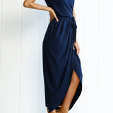 Robe Midi Drapée à Fente Latérale