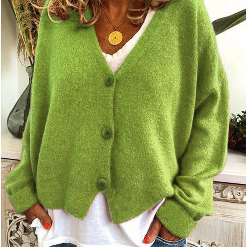 Cardigan Femme Boutonné Col V Décontracté