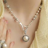 Collier Femme en Argent Sterling Pendentif Perle