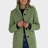 Manteau Tailleur Col Montant Hiver En Laine Classique Marron Femme