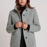 Manteau Tailleur Col Montant Hiver En Laine Classique Marron Femme
