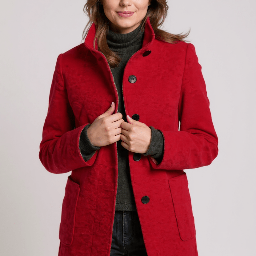 Manteau Tailleur Col Montant Hiver En Laine Classique Marron Femme