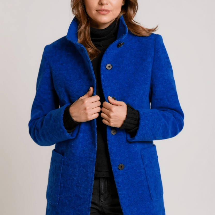 Manteau Tailleur Col Montant Hiver En Laine Classique Marron Femme