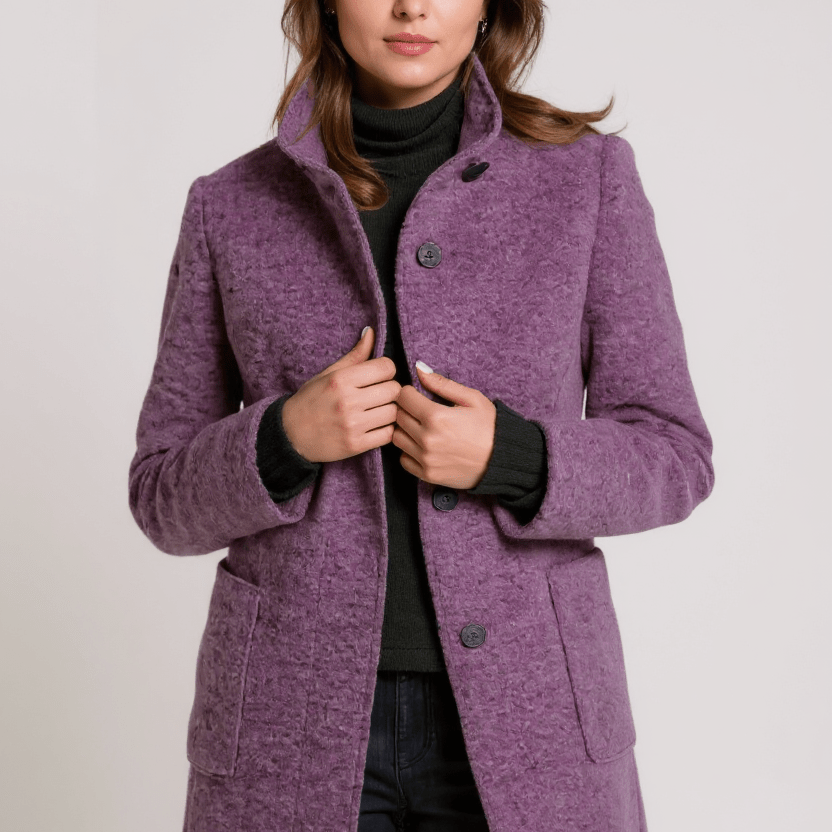Manteau Tailleur Col Montant Hiver En Laine Classique Marron Femme