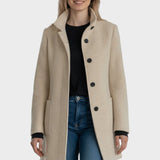 Manteau Tailleur Col Montant Hiver En Laine Classique Marron Femme