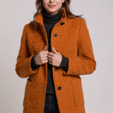 Manteau Tailleur Col Montant Hiver En Laine Classique Marron Femme