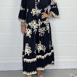 Robe Longue Imprimée à Col V