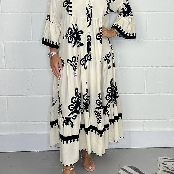 Robe Longue Imprimée à Col V