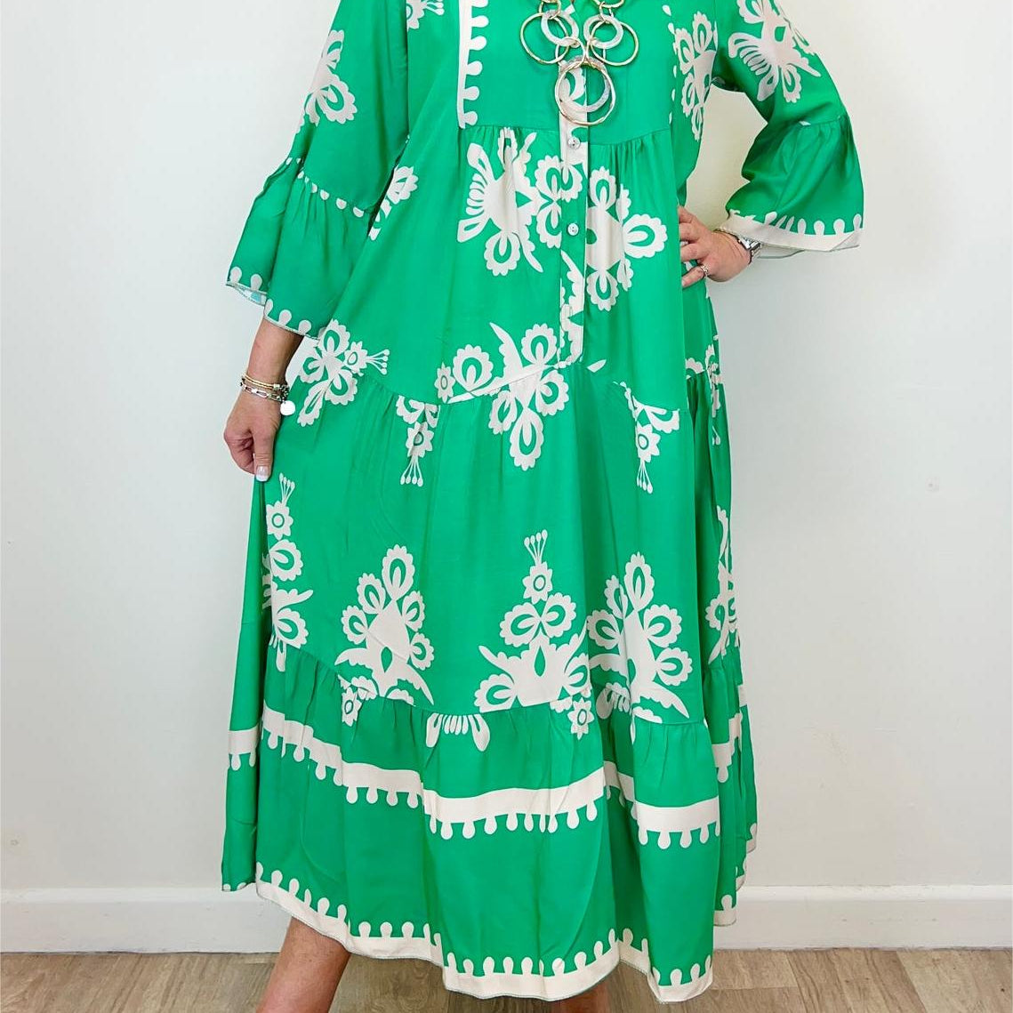 Robe Longue Imprimée à Col V