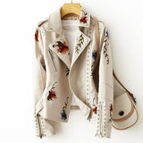 Veste Femme Motif Floral Brodé Style Biker