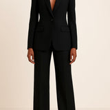 Ensemble Tailleur Femme Blazer Ajusté Pantalon Large Élégant