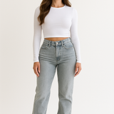 Jean droit taille haute coupe moderne confortable
