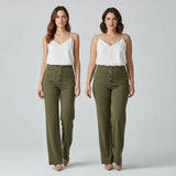 Pantalon Sculptant Taille Haute Boutons Élégant