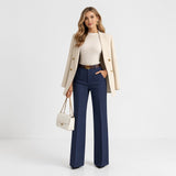 Pantalon femme taille haute à jambe large