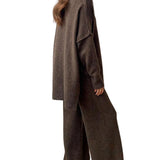 Ensemble Maille Col Roulé Pantalon Large Confort Chic
