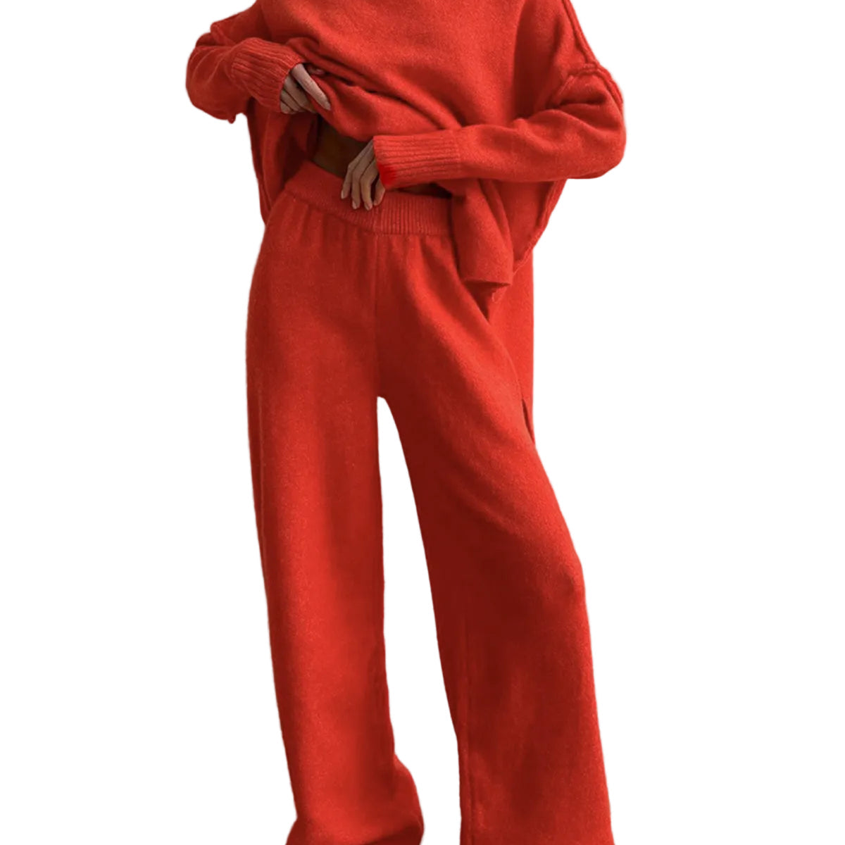 Ensemble Maille Col Roulé Pantalon Large Confort Chic