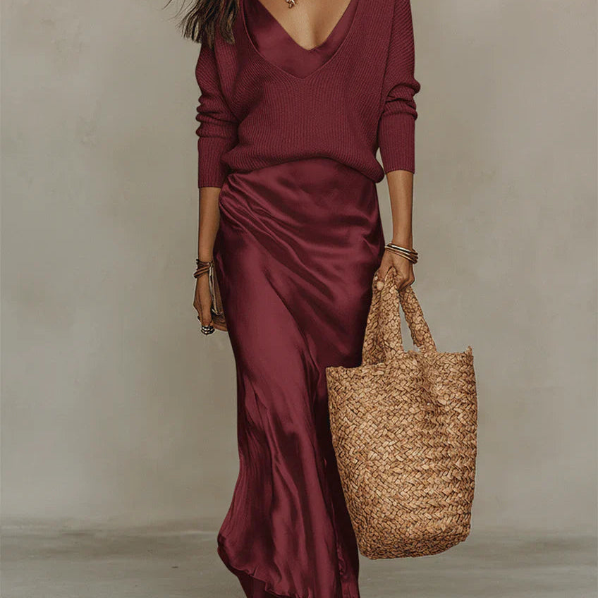Robe Midi Femme Cache-Cœur Sans Manches