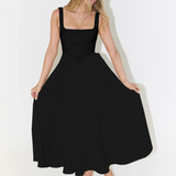 Robe Midi à Bretelles Évasée