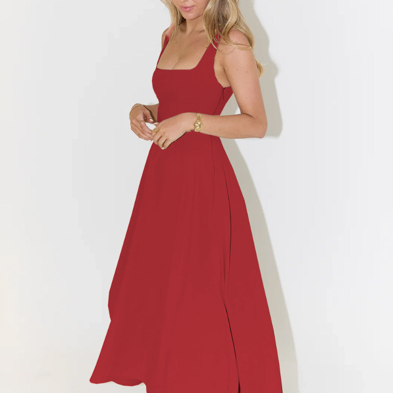 Robe Midi à Bretelles Évasée