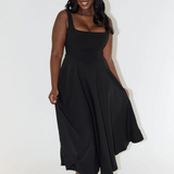 Robe Midi à Bretelles Évasée