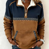 Sweat polaire femme demi-zip à col sherpa