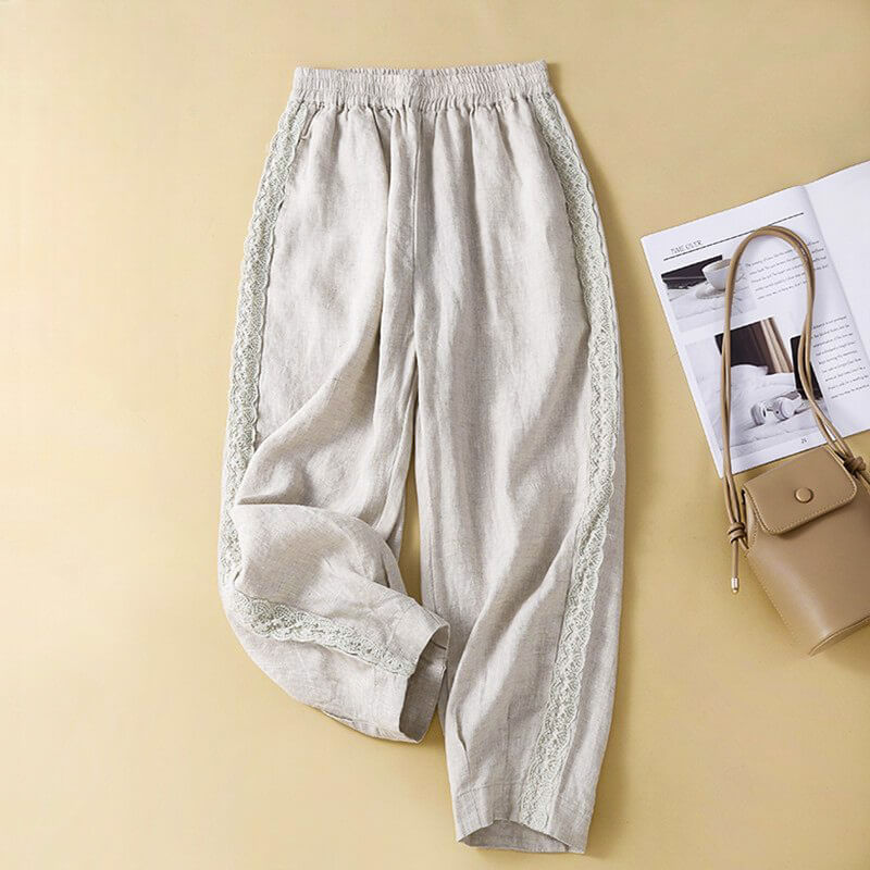 Pantalon Lin Ample Taille Élastique Confort Naturel