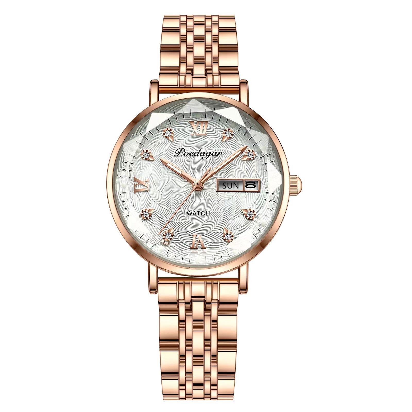 Montre femme fine à quartz avec jour et date