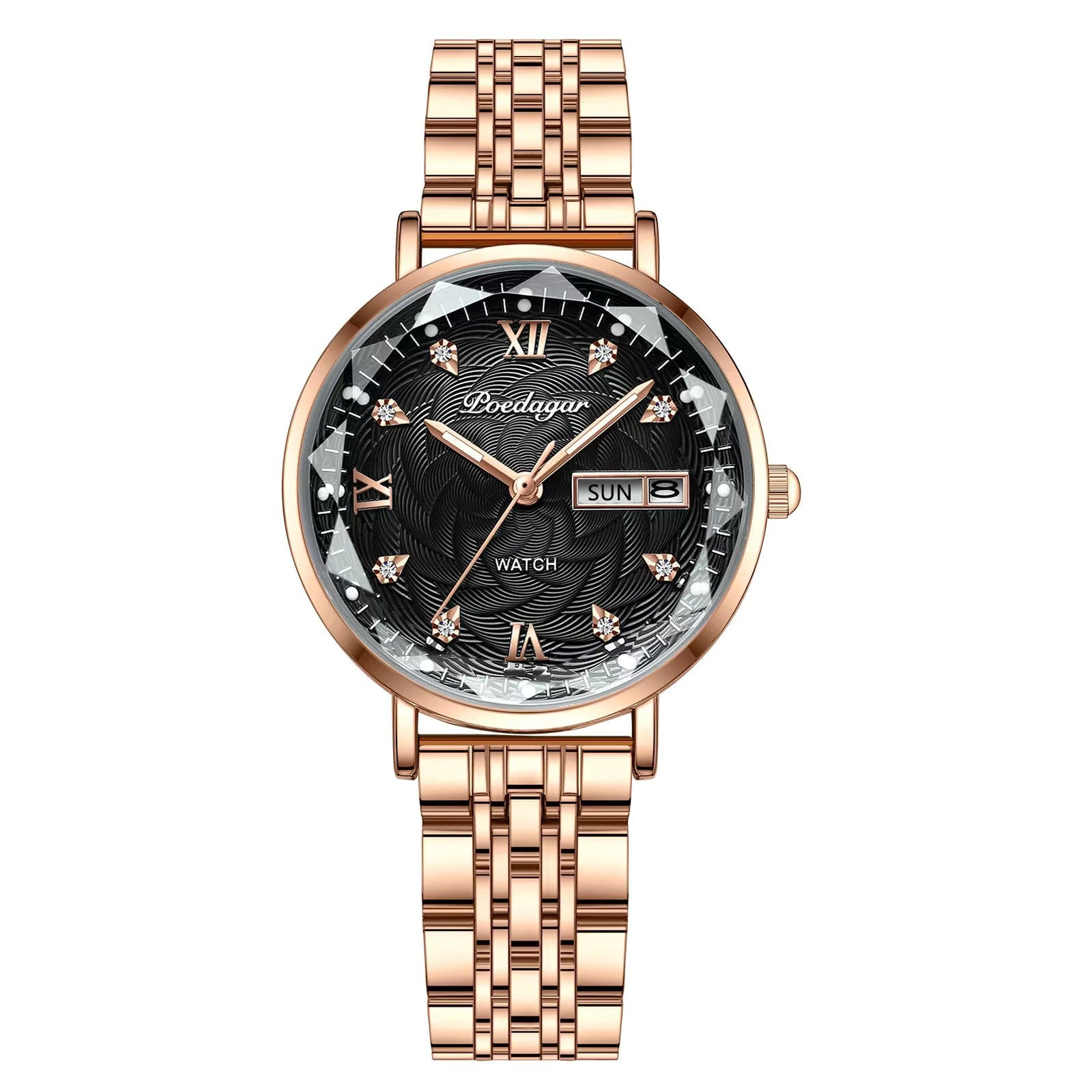 Montre femme fine à quartz avec jour et date