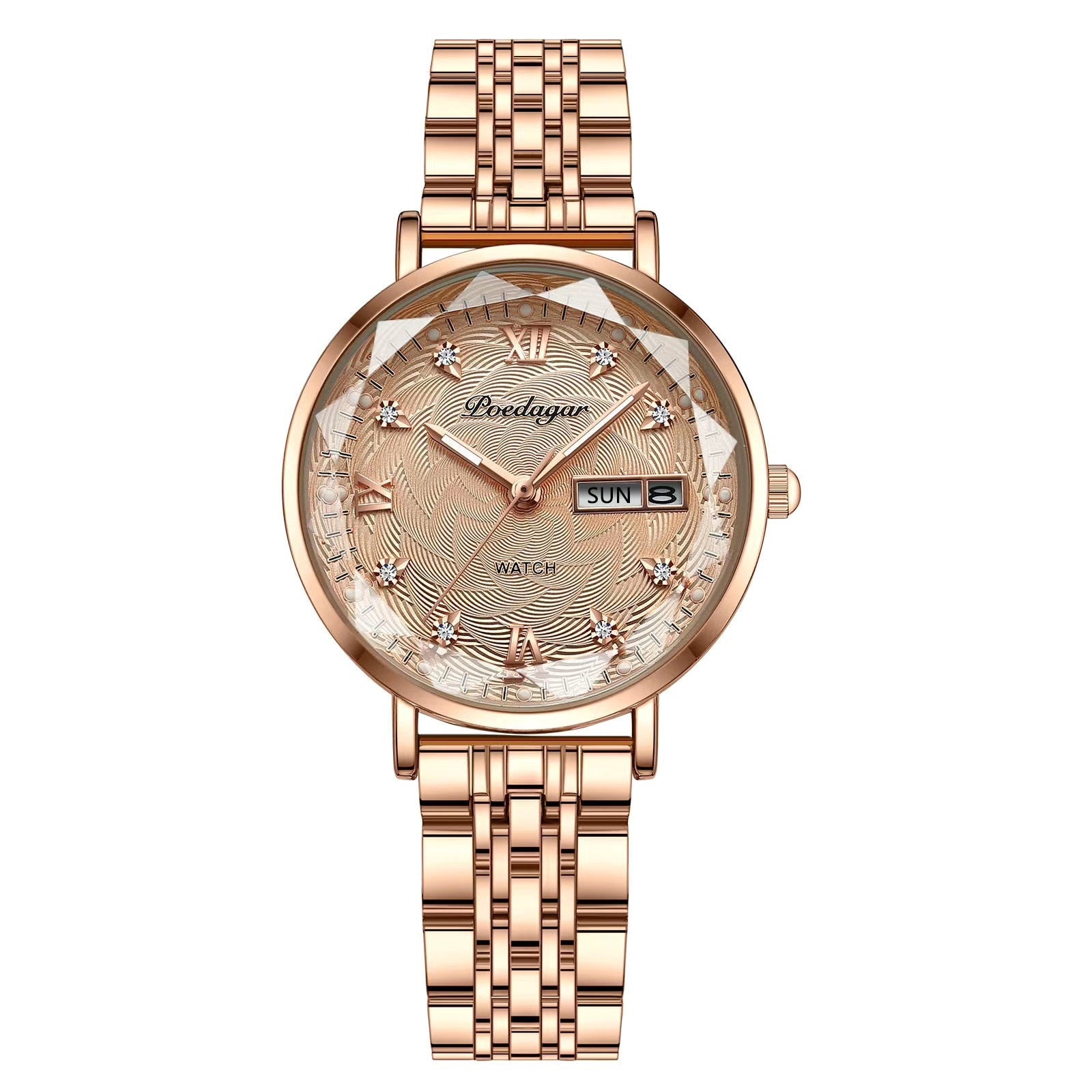 Montre femme fine à quartz avec jour et date