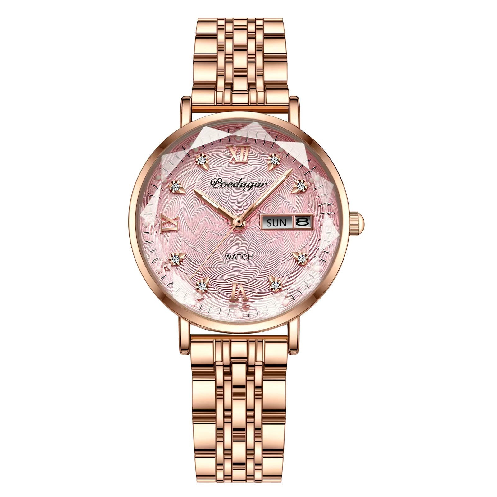 Montre femme fine à quartz avec jour et date