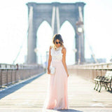Robe Longue en Dentelle avec Jupe Fluide