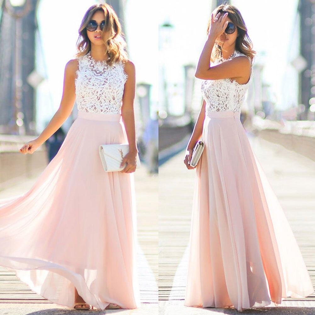 Robe Longue en Dentelle avec Jupe Fluide