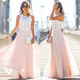 Robe Longue en Dentelle avec Jupe Fluide