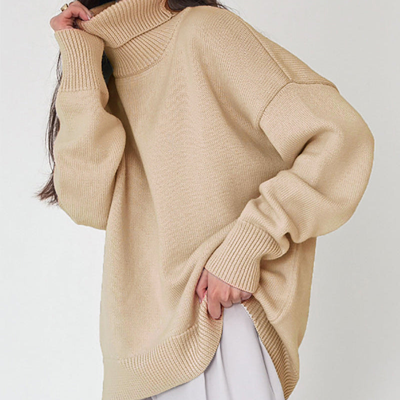 Pull Oversize Col Montant Maille Douce Confort Minimaliste