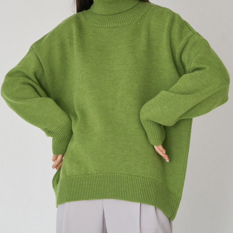 Pull Oversize Col Montant Maille Douce Confort Minimaliste