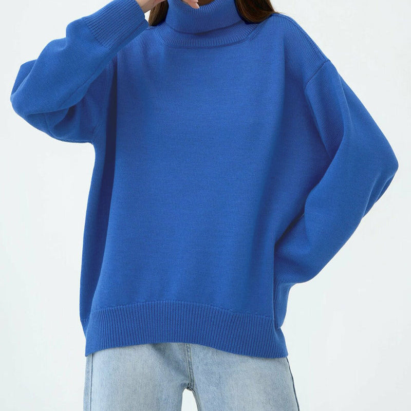 Pull Oversize Col Montant Maille Douce Confort Minimaliste
