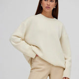 Pull femme col rond manches longues coupe ample