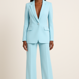 Ensemble Tailleur Femme Blazer Ajusté Pantalon Large Élégant