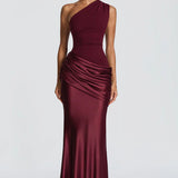 Robe Longue Asymétrique à Épaule Unique