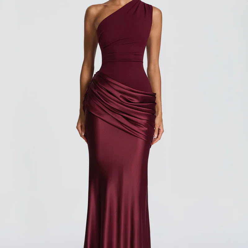 Robe Longue Asymétrique à Épaule Unique