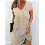 Robe Courte Imprimée à Col V