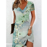 Robe Courte Imprimée à Col V